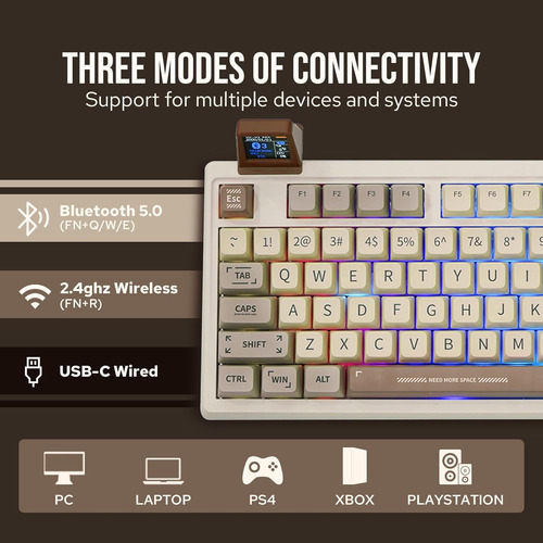 Teclado Mecánico Epomaker Rt100 Retro, Bt 5.0 / Usb-c