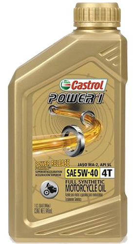 5w40 Castrol Power 1  Full Sintetico 4t 1l Aceite De Moto