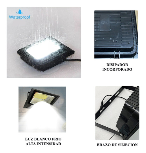 Reflector Led 100w Solar Recargable + Panel + Control