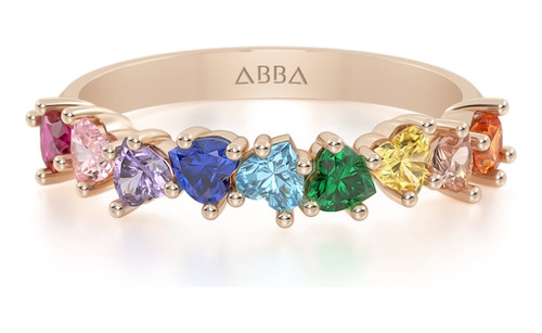 Churumbela Gemas Corazones Colores 10k Oro Abba Joyas