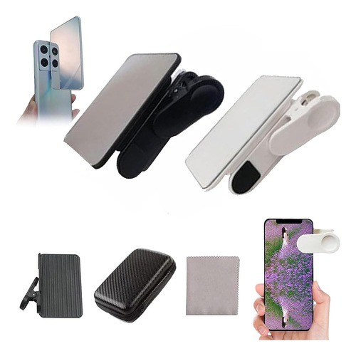 A 2pcs Smartphone Cámara Espejo Reflexión Clip Kit