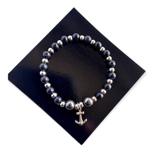 Pulsera Lluvia De Plata Con Dije De Acero