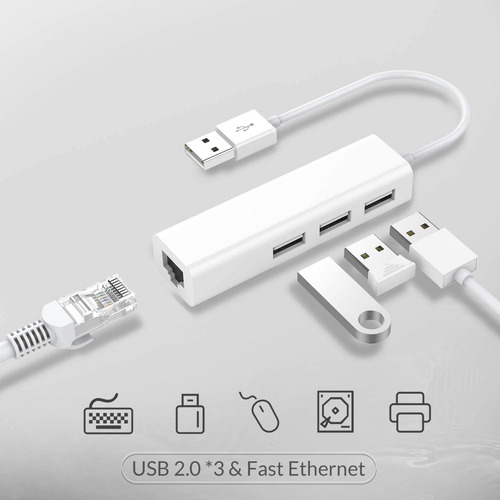 Imagen 2 de 6 de Usb 2.0 Hub Ethernet Rj45 Adaptador De Pc Portátil