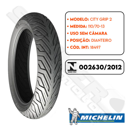 Pneu Dianteiro 110-70-13 City Grip 2 Sem Câmara Michelin
