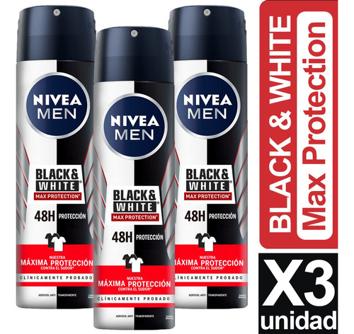 Desodorante Nivea Invisible Black & White Max Protection X 3
