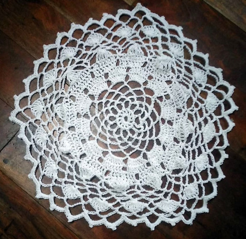 Carpeta Crochet Artesanal Hilo 55 Cm Blanca