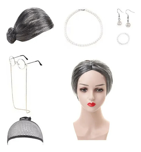 Set De Siete Piezas De Cabello Rizado Castaño Claro - Hallow
