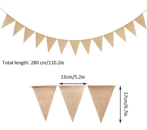 Imagen 3 de 9 de Banderines Decorativos Guirnaldas De Arpillera Yute