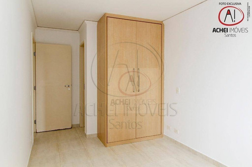 Cobertura Com Vista Para O Mar, Na Avenida Da Praia, Com 2 Dormitórios (1 Suíte) E 2 Vagas, À Venda, 160 M², Por R$ 1.018.000 - Pompeia - Santos/sp - Co0108