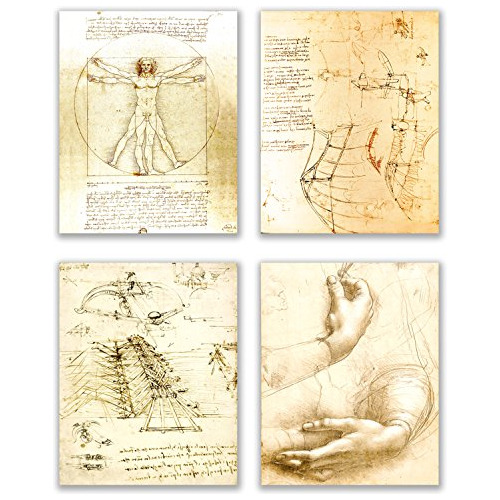Impresiones De Arte De Leonardo Da Vinci, Juego De 4 (8...