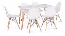Comprar Juego De Comedor Mesa Rectangular Madera Eames 140x80 + 6 Sillas Eames Dsw