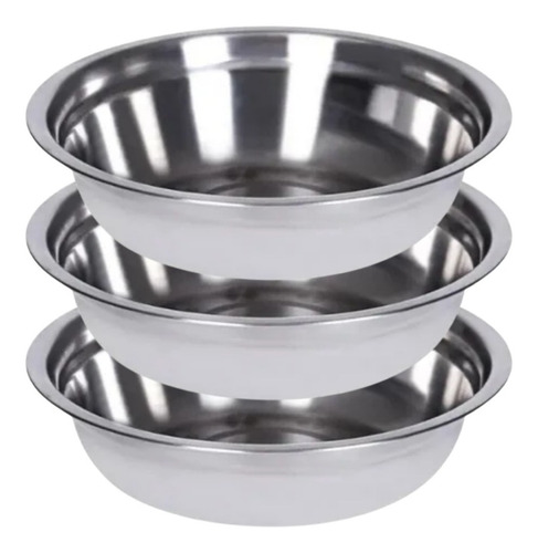 Bowl Tigela De Inox Bacia Para Alimentos Kit 3 Peças 25cm