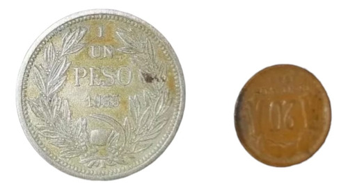 1 Peso Chile 1933 + 20 Centavos 1943