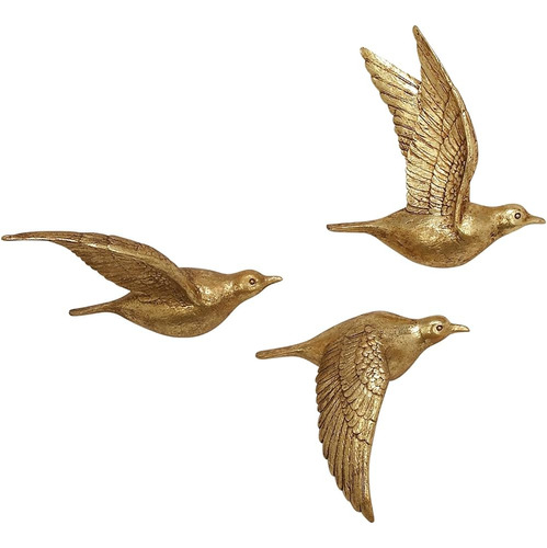 Deco 79 Polystone Bird Home Wall Decor Metallic 3d Sculpted 