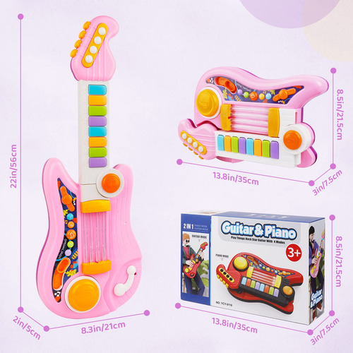 Instrumento Musical Twfric Kids, Guitarra Eléctrica 2 En 1,
