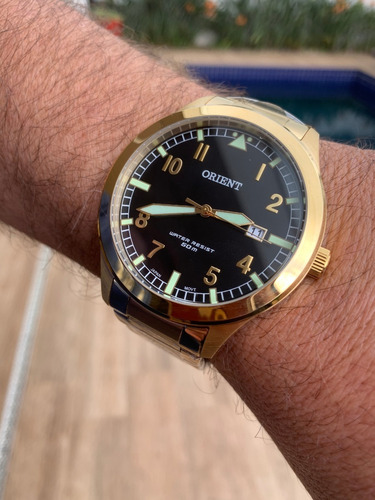 Relógio Orient Masculino Dourado - Mgss1181 P2kx