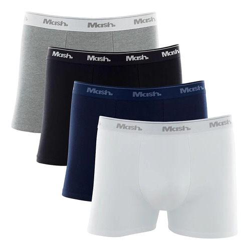 Kit 4 Cuecas Boxer Cotton Elástico Algodão Conforto Mash