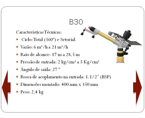 Mini Canhão B30 Até 28 Metros - Irrigação Uniforme