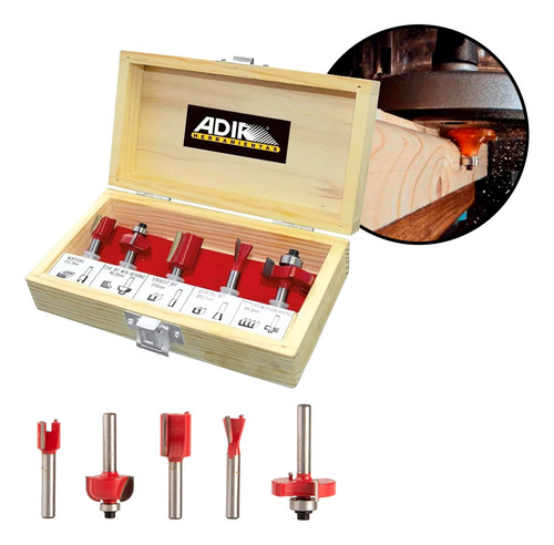 Kit Juego 5 Brocas De Carburo De Tungsteno Para Router Adir