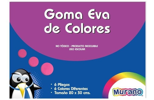 Carpeta Con Goma Eva 6 Colores 6 Pliegos Murano 