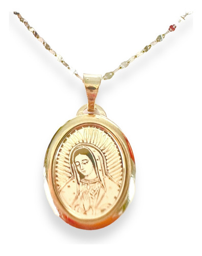 Cadena Y Medalla 1.7 Cm Virgen De Guadalupe Laser Mc Oro 10k
