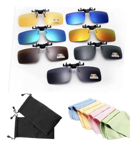 Lentes Gafas Sol Sobrelente Clips Polarizados Proteccion Uv