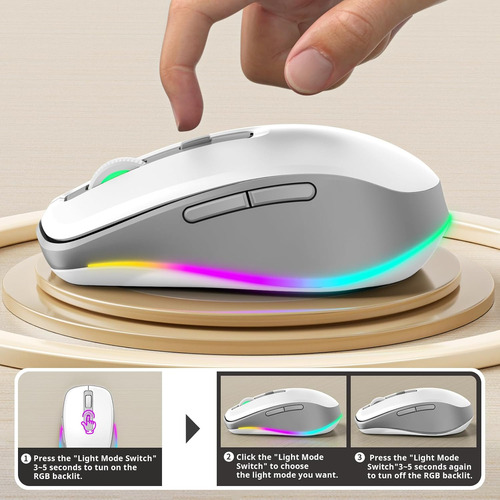 Mouse Inalambrico, Usb-c, Jiggler, Rgb, Blanco