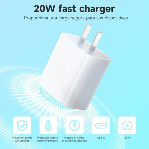 3 Kit Cargador 20w Tipo C + Cable +inalámbr Magnético Blanco