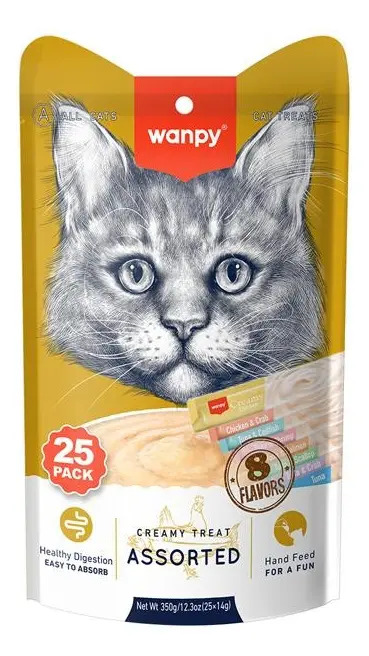 Petisco Gatos Wanpy Truly Creamy Sabores Variados Com 25un