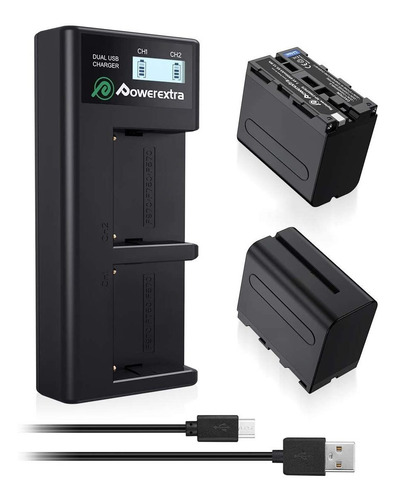 Powerextra Cargador Usb Dual Para Sony Np F970 (2