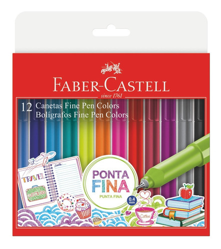 Caneta Fine Pen 12 Cores Faber-castell