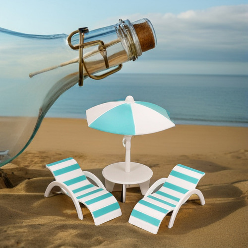 2 Juegos De Artículos De Playa En Miniatura: Sillas De Playa
