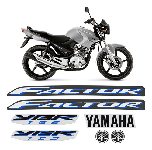 Adesivos Yamaha Ybr 125 Factor 2009 Moto Prata + Emblemas