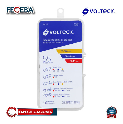 Juego De 55 Terminales Aisladas Para Cable, Volteck 48142