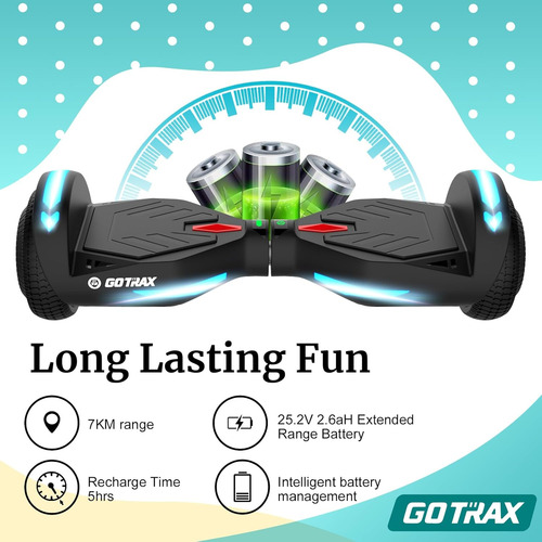 Gotrax Hoverboard Con Ruedas Led De 6.5 Pulgadas Y Faro, Ran