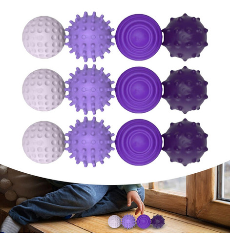Juego De 12 Pelotas Sensoriales 3d Para Niños Y Violeta