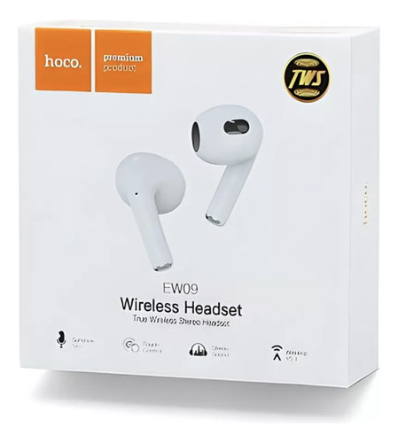Audífono Bluetooth Tws In Ear Hoco Ew09 Color Blanco