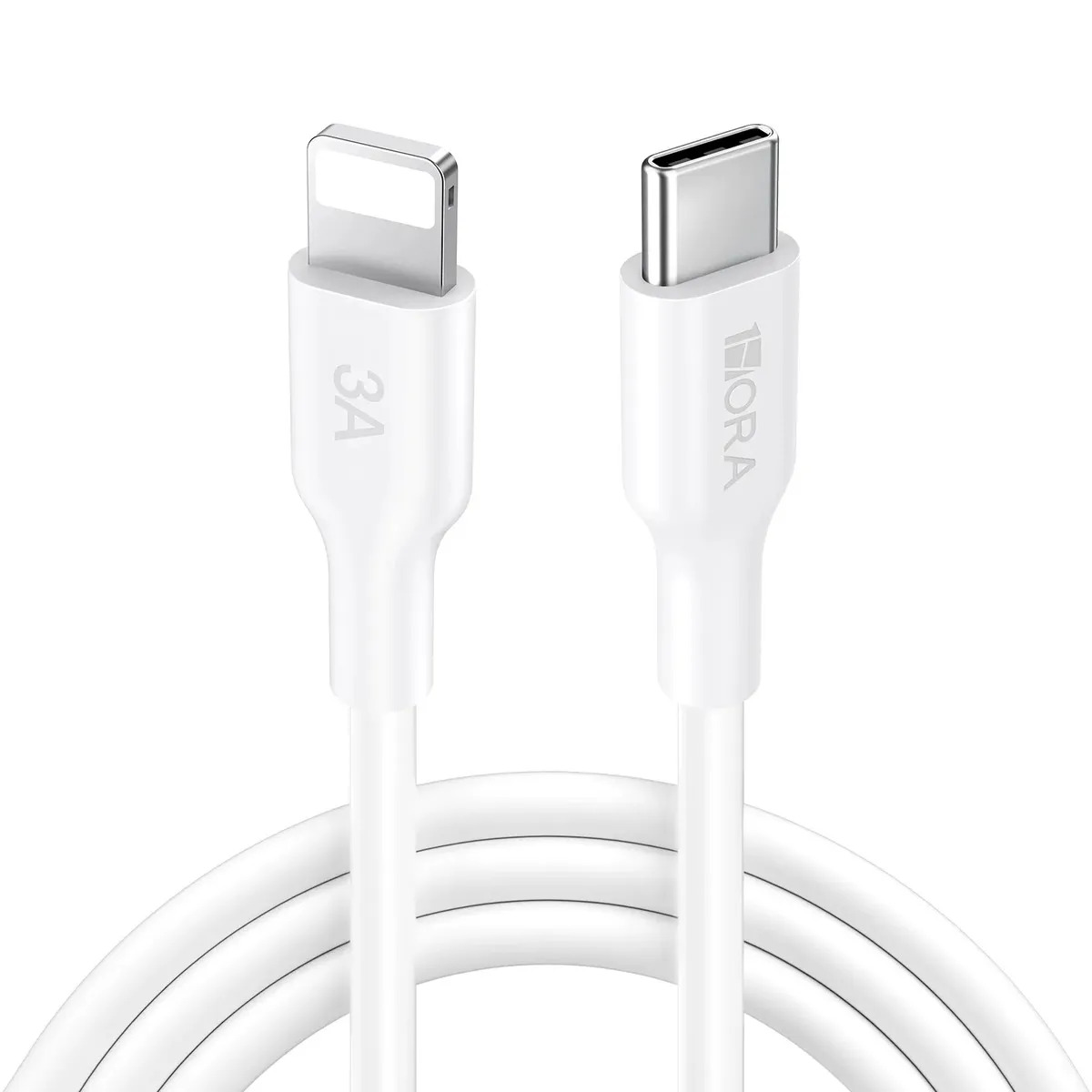 Imagen de Cable USB-C a IP 3A 1.5M 1HORA Carga Rápida USB2.0 PVC Resistente Blanco,Compatible iPhone 14/13/12/11/XR/XS/8 Plus,iPad Air/Mini,Carga Segura,Protección Inteligente.Estable.Ideal Para Viajes,Oficina