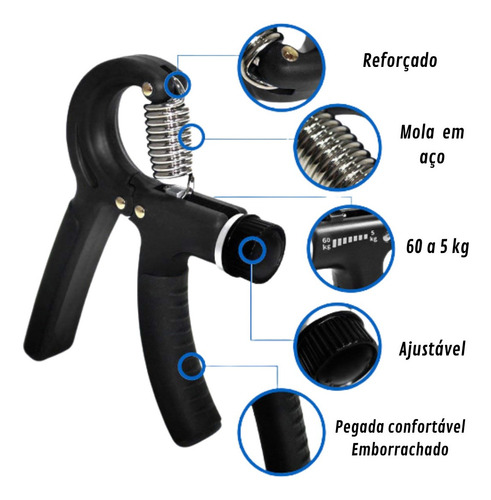 Hand Grip Com Mola Ajustável 5 A 60kg Fitness Fort