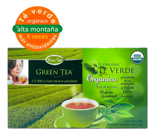 Té Verde Zen Tea Orgánico Con 135 Sobres 