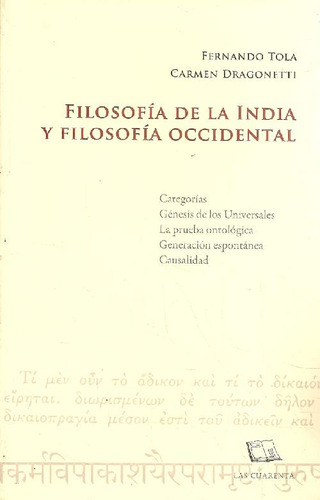 Libro Filosofía De La India Y Filosofía Occidental De Fernan