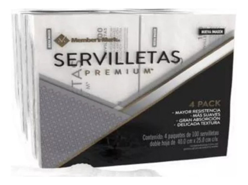 Servilletas Member's Mark Premium  4 Paquetes Con 100 Piezas