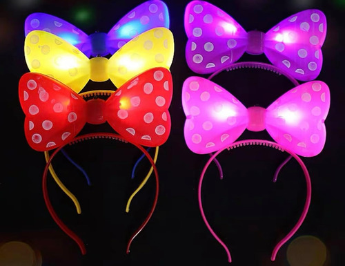 36 Diademas Orejitas Minnie Mouse Mimi Luz Led De Colores