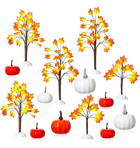 36 Pcs Autumn Maple Tree And Fall Pumpkins Set 6 Pcs Sm...