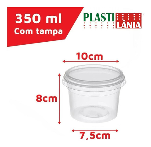 40un Pote Descartável Redondo 350ml Tampa Microondas Freezer