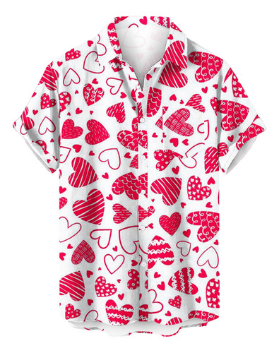 Camisa Con Bolsillo Estampada Para El Día De San Valentín Pa