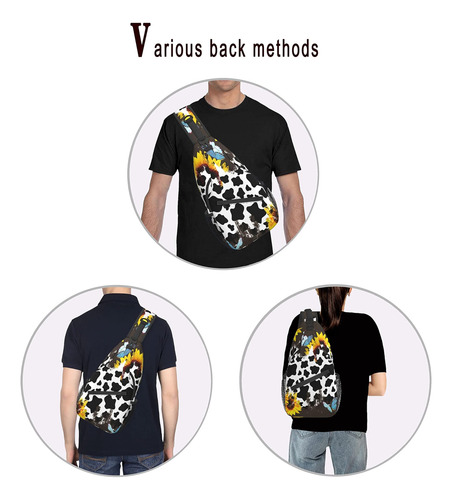 Majoug Mochila Bandolera Con Estampado De Vaca Y Girasol Par