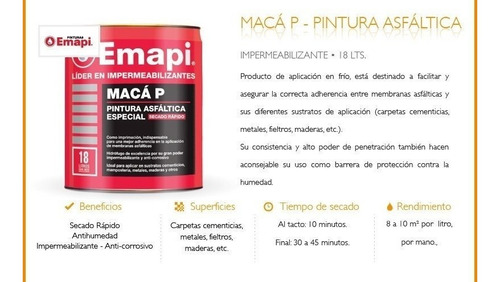 Pintura Asfaltica Emapi X 18 Litros Base Solvente Oferta!