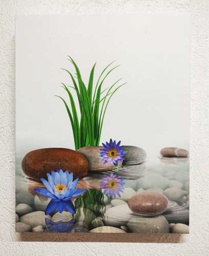Cuadros De Piedras Con Flores Lilas 30 X 24 Cms