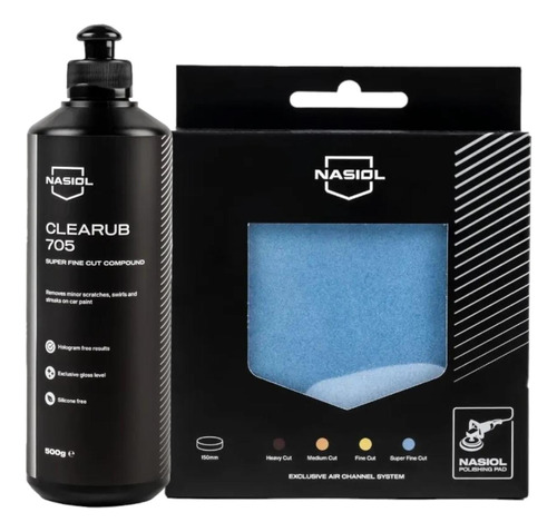 Kit Super Lustro Nasiol Composto 705 + Boina Espuma Azul